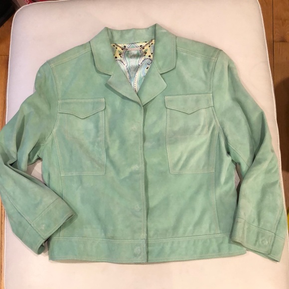 Elie Tahari green leather jacket